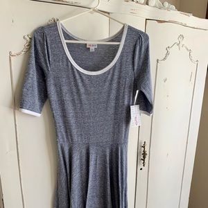 Lularoe dress. Blue with white trim. Size small. New.